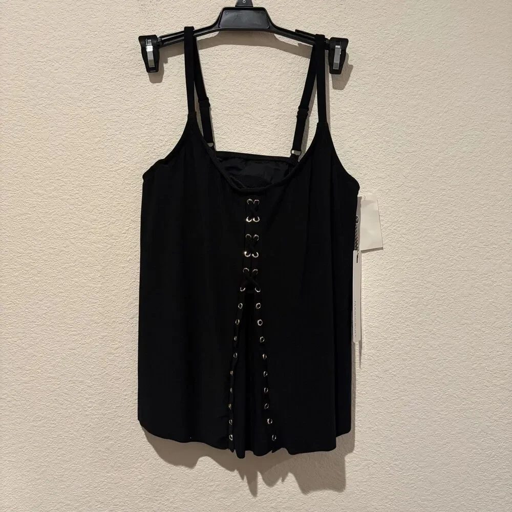 NWT Magicsuit BLACK Hoops Oriona Tankini Swim Top, US 8 Swimsuit $138 Vacation